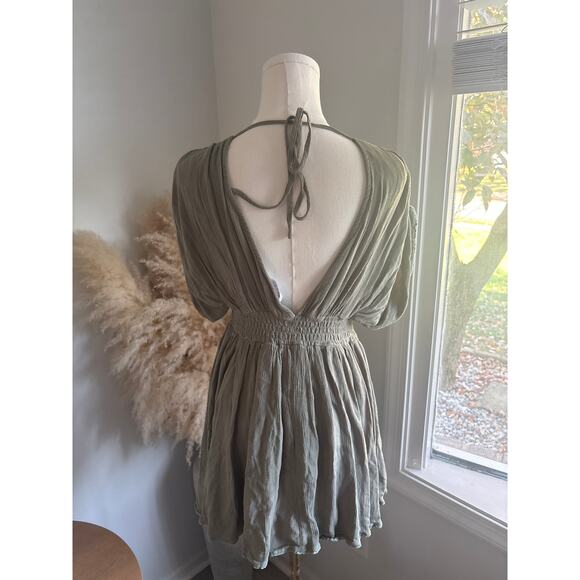 Mabel Khalani Romper Size Small Olive Green Button Down Farmhouse - Picture 9 of 11